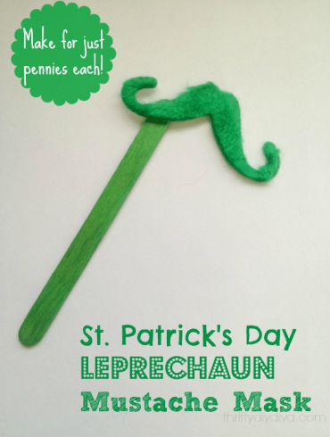 St. Patricks Day Mustache Mask Craft
