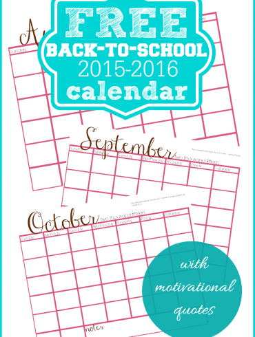 Free Back To School Printable Calendar