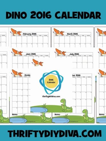 FREE Kids Printable Dinosaur Calendar 2016
