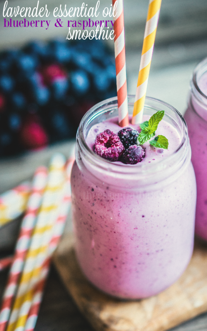 Lavender Blueberry and Raspberry Smoothie with Essential Oils
