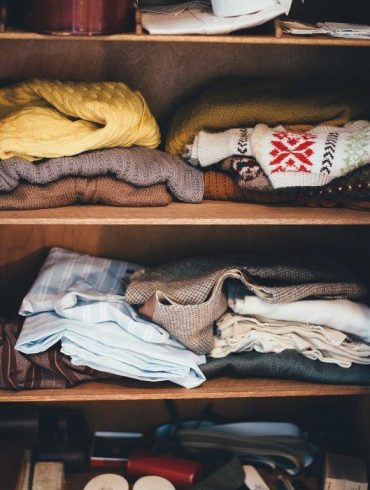 Wardrobe on shelves