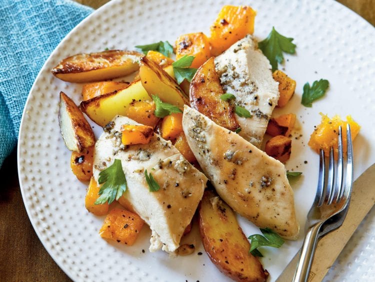 Roast Chicken with Potatoes & Butternut Squash from My Recipes