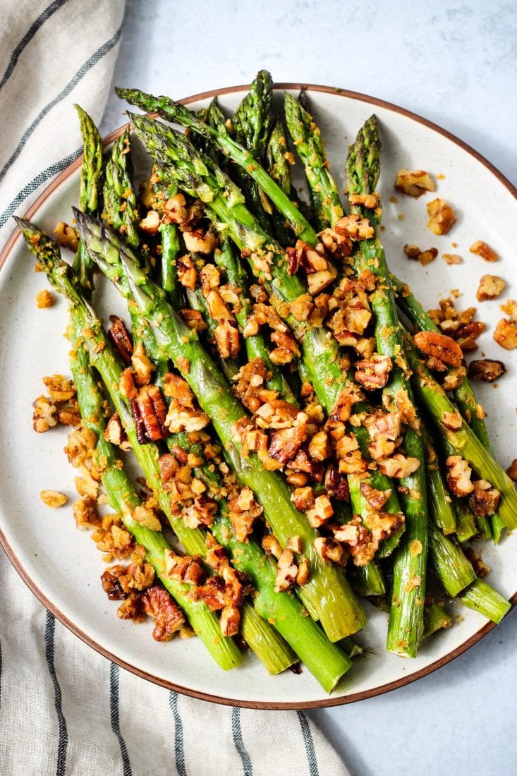Roasted Asparagus with Pecan Parmesan