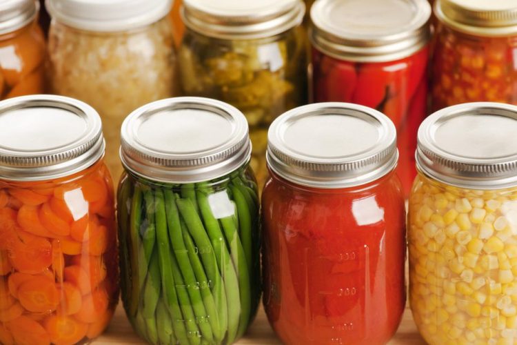 Canning various vegetables