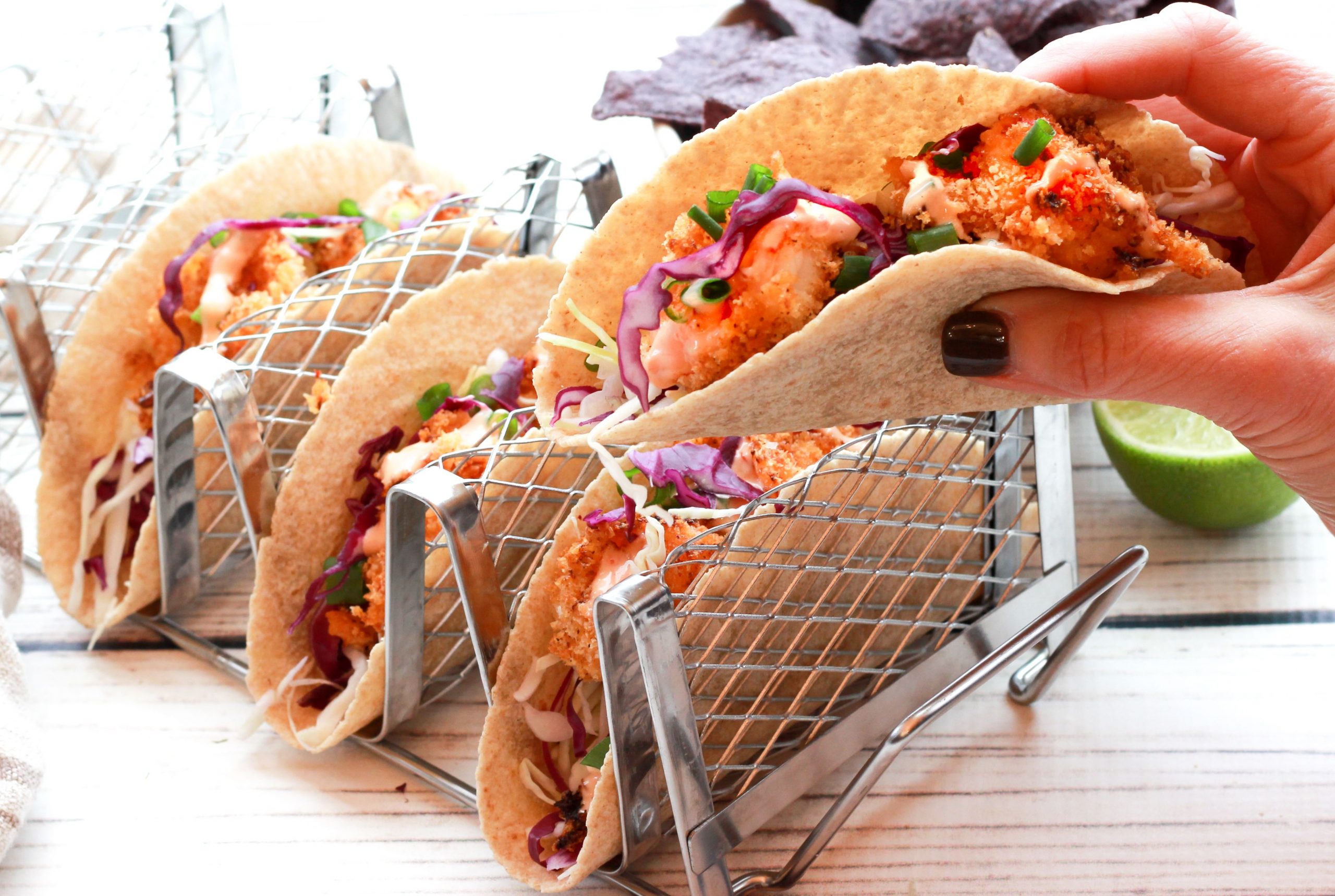 air fryer Bang Bang Shrimp Tacos