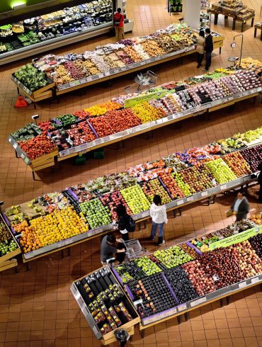 Produce section in grocery store