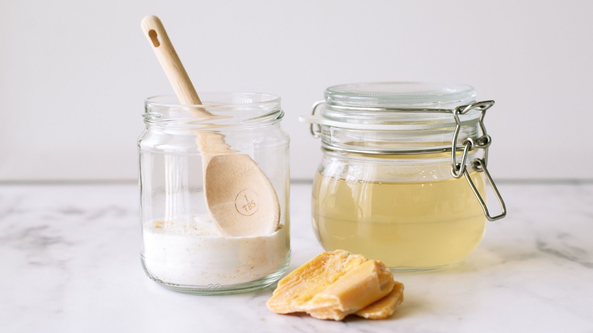 Jar of homemade laundry detergent