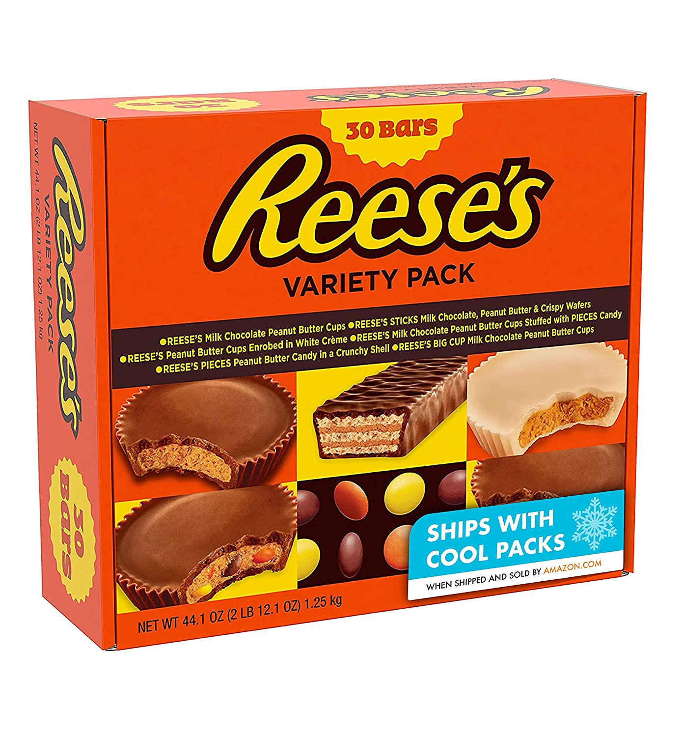 REESE'S Assorted Milk Chocolate White Creme Peanut Butter Halloween Party Candy Box