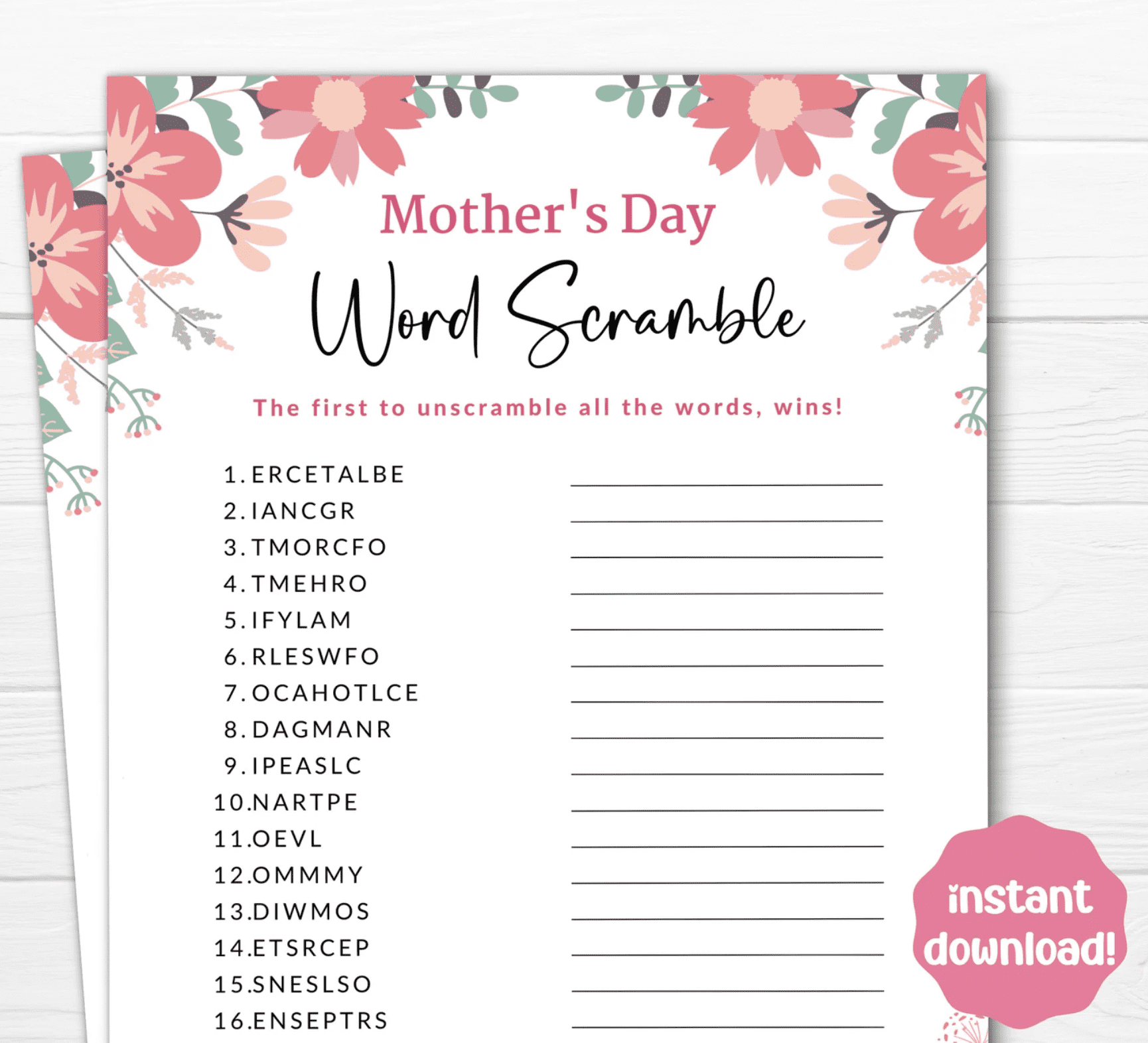 Mother’s Day Word Scramble