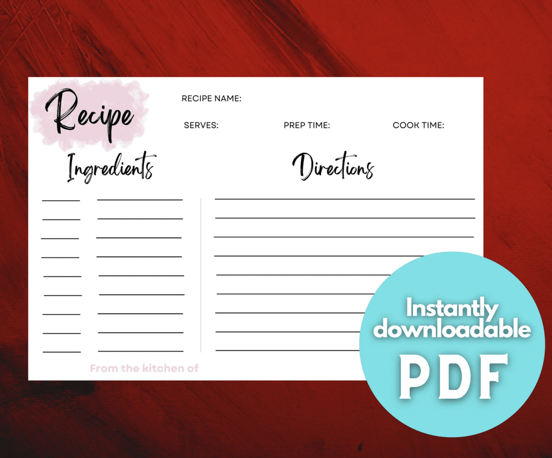 Recipe Card For Mom Who Loves to Cook