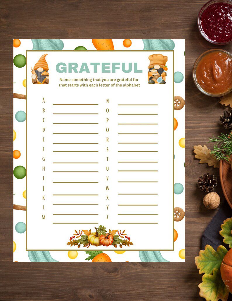 Thanksgiving Gratitude Printable